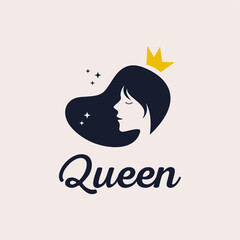 Beauty queen logo design vector illustration