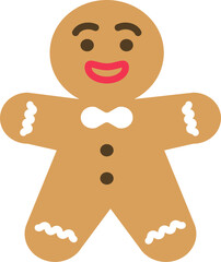 Cute cartoon gingerbread cookie flat design elements.