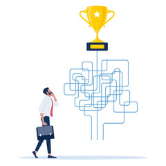 Business decision making doubt about options concept, Decide right solution directions for success