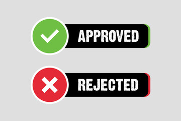 Fototapeta premium Approved with Rejected Vector Element and right of wrong button 
