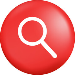 Search icon symbol 3d banner. Red botton digital marketing web.
