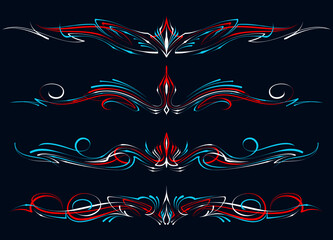Floral art illustration. Vintage pinstripes art motorcycle and car. Retro and vintage ornaments. For vinyl sticker, painting template, tattoo, apparel, merchandise, border, frame. Vector Eps 10.