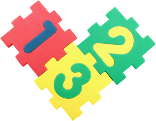 Numbers made of puzzle blocks isolated on white background