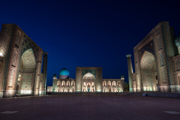 Registan Square n a night. Samarkand, Uzbekistan