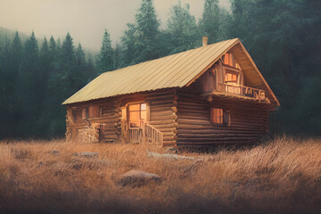 Obraz premium A cabin in the woods. 