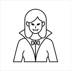 Dracula vampire line icon, bat and halloween, creature sign, vector illustration on white background.