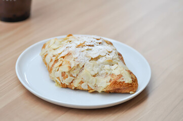 almond croissant or croissant , French croissant