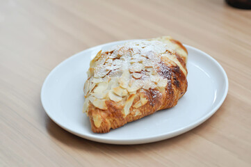 almond croissant or croissant , French croissant