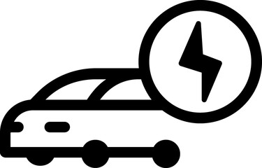 Electrical automobile cable contour and plug charging black symbol. 