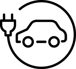 Electrical automobile cable contour and plug charging black symbol. 