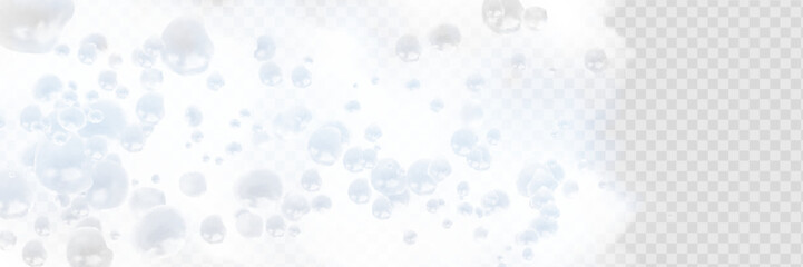 Bath foam with shampoo bubbles isolated on a transparent background. Vector shave, foam mousse with bubbles top view template for your advertising design.