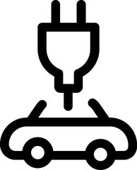 Electrical automobile cable contour and plug charging black symbol. 