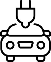 Electrical automobile cable contour and plug charging black symbol. 