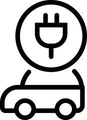 Electrical automobile cable contour and plug charging black symbol. 