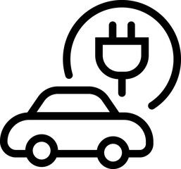 Electrical automobile cable contour and plug charging black symbol. 