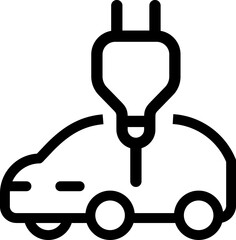 Electrical automobile cable contour and plug charging black symbol. 
