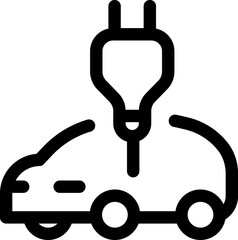 Electrical automobile cable contour and plug charging black symbol. 