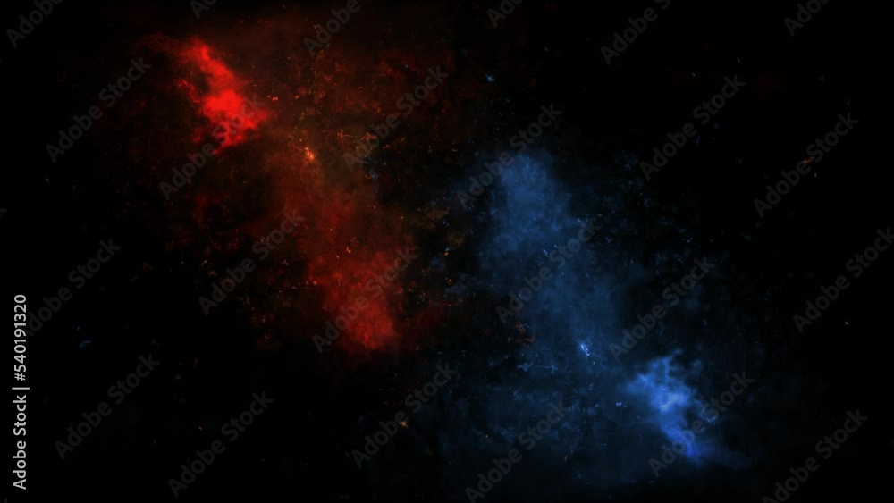 Wall mural Two Fire Flow Red and Blue Ember Sparkles Particles Loop Background