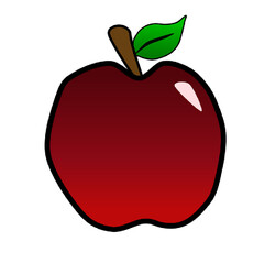 red apple with leaf