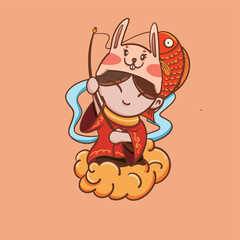 Design of Hand drawn Cartoon Materials for New Year Illustration in the Year of Rabbit

