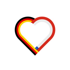 unity concept. heart ribbon icon of german and chilean flags. vector illustration isolated on white background