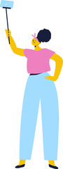 Young woman holding phone flat illustration