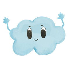 Adorable Childish flat Cute Cloud Cartoon Clipart Character Illustrations