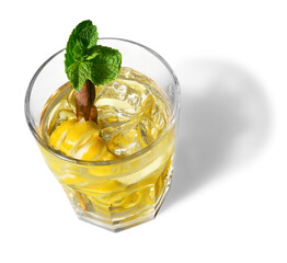 Set of various drinks, cocktails and beer isolated on white background