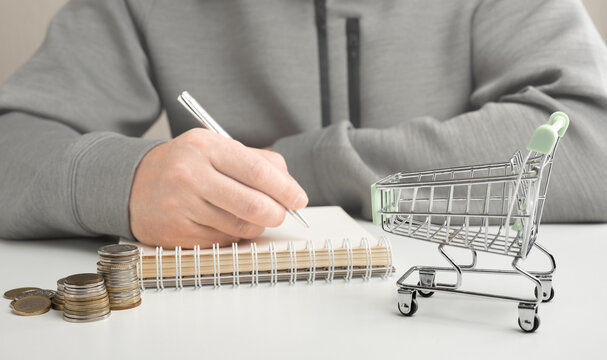 Empty Shopping Basket, Concept Of High Prices And Rising Inflation, Problem Of Families And Household Budgets. Total Housing Costs. Living Expenses.