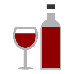 Vector illustration of wine glass and bottle