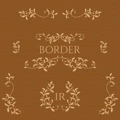 Set of decorative elements in classical style. Floral ornamental monogram frames and borders, corners.
