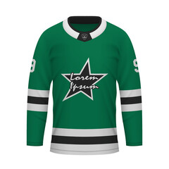 Realistic Ice Hockey shirt of Dallas, jersey template