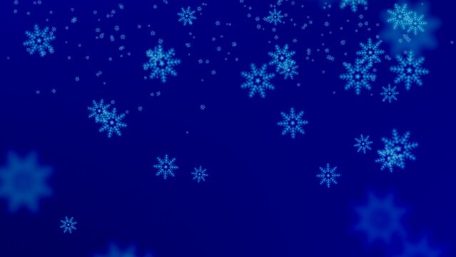 夜空に雪の結晶が舞う背景素材　ネイビー