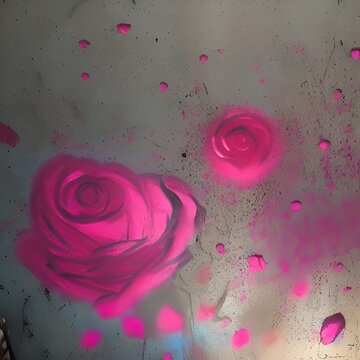 roses, spray paint, thought-provoking, ambient light