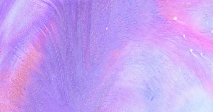 Rainbow pink ink motion abstract, close-up. Shiny dynamic lilac paints. Purple pink colorful fluid art swirl splash. Flowing color texture. Watercolor liquid background. Bright vertical video backdrop