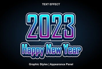 happy new year 2023 text effect with graphic style and editable