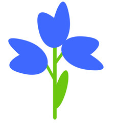 blue flower isolated on white, decorative, naive element 