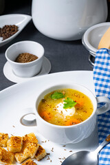 Delicious Old Polish caraway soup with cream
