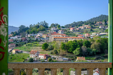 Fototapeta na wymiar View of the Lerez Monastery from a park on the outskirts of the city of Pontevedra (Spain)
