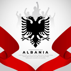 Albania Independence Day design vector with silhouette of soldier and wavy flag background