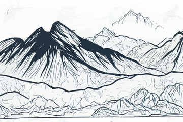 mountain landscape continuous one line vector drawing