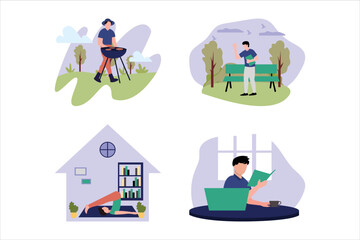 Weekend Activity Flat Design Illustration