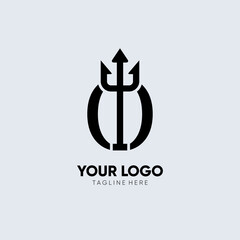 Letter O Trident Logo Design Icon Vector Emblem Graphic Illustration