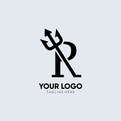 Letter R Trident Logo Design Icon Vector Emblem Graphic Illustration © HendraGuns11