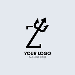 Letter Z Trident Logo Design Icon Vector Emblem Graphic Illustration