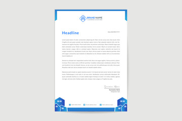 Abstract creative blue color letterhead design template