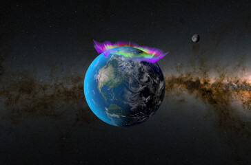 Aurora Borealis (northern lights) - Isometric view 3d illustration