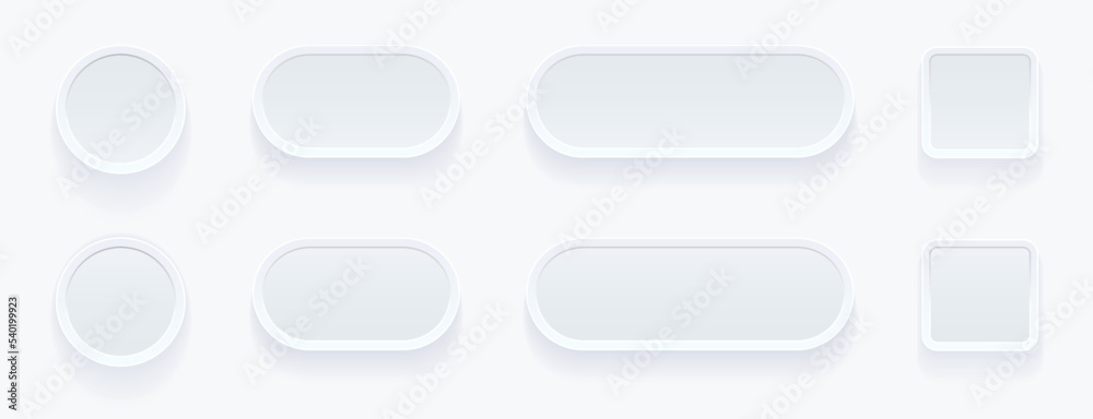 Aufkleber white buttons for user interface, simple 3d modern design for mobile, web, social media, business. w