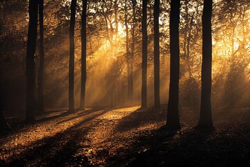 Naklejka premium Light effect. The effect of sunlight shining through the tree, glare effect.