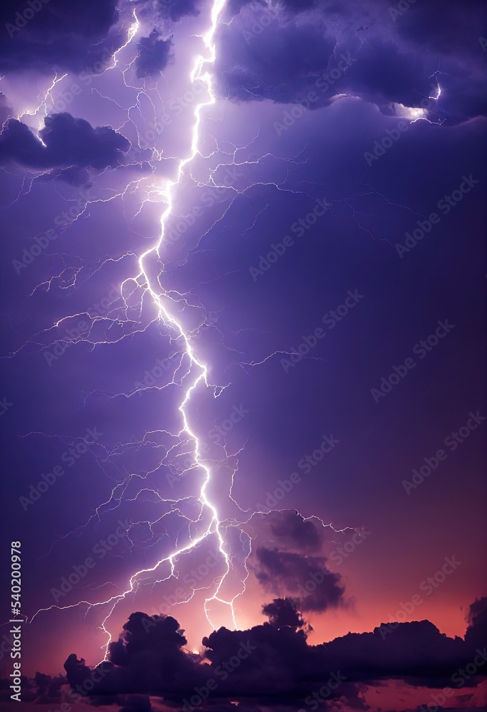 Poster sky and clouds with lightning.